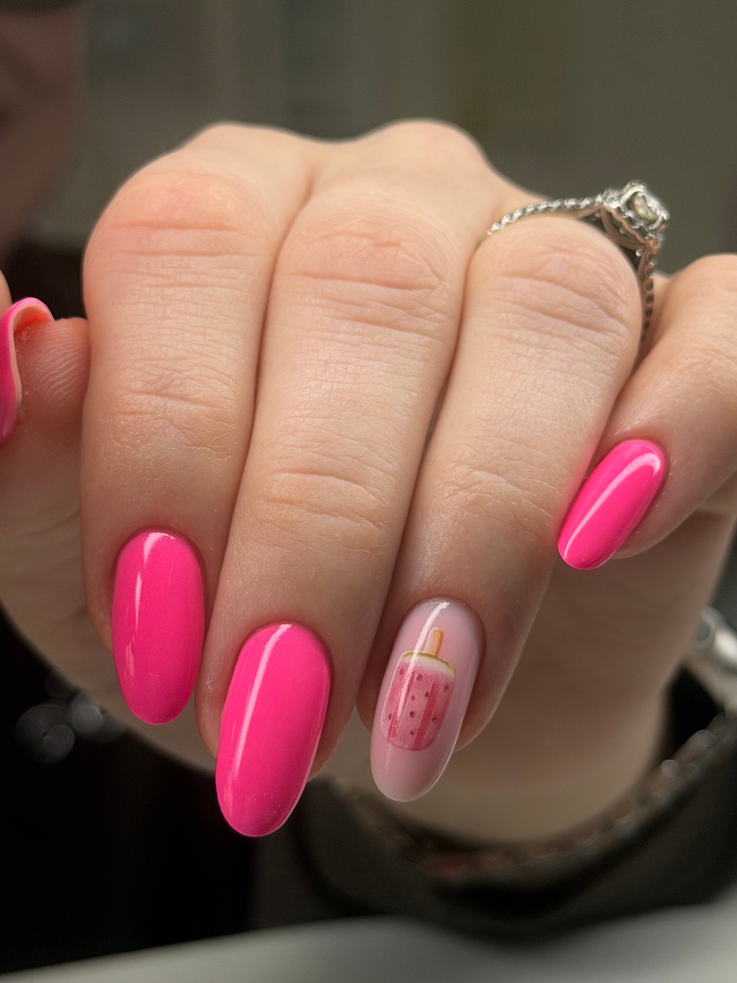 hot pink summer popsicle nail art Mahopac NY