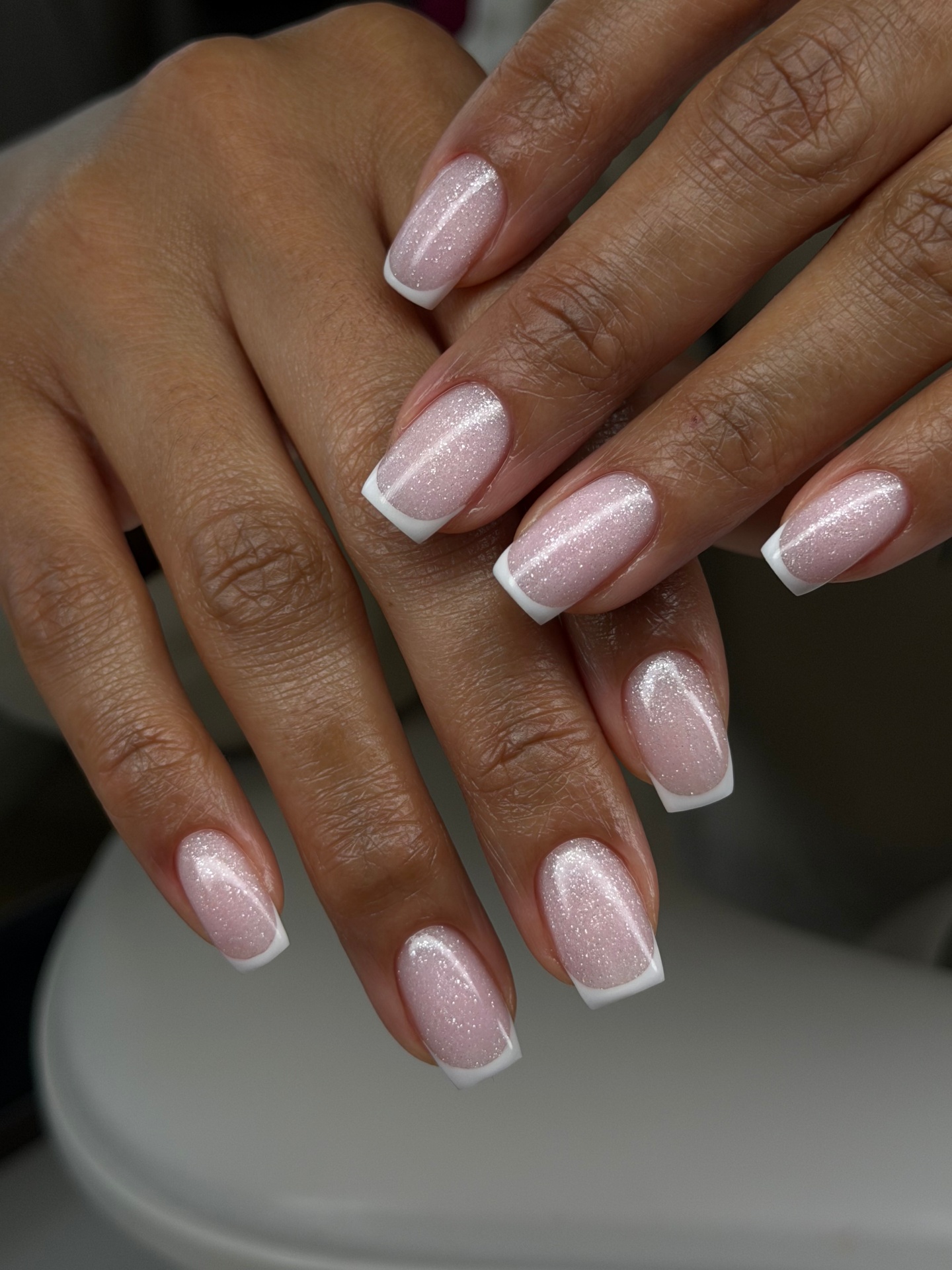 pink glitter French manicure Mahopac NY